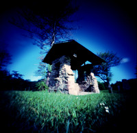 Big Meadow Well House, Pinhole Photography, Chestnut Ridge Park, Orchard Park, NY. terraPIN ACME 3-d printed camera, Kodak Ektachrome E100 reversal film, Unicolor E-6 KIT.
