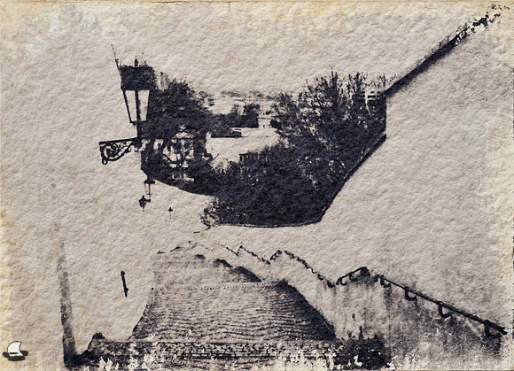Old Castle Stairs, Wine Tannin Toned Cyanotype