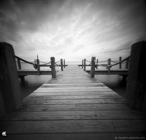 Docks, town boardwalk, Duck, NC. TerraPin ACME 3d-printed pinhole camera, Kodak T-Max 100 black and white negative film. replenished D-23 developer.