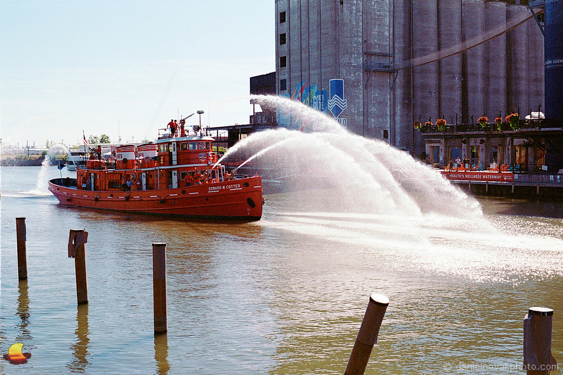 Edward M Cotter Returning, 125th Anniversary Celebration, Buffalo, NY. Photographed with a 35mm Minolta MAxxum 5 camera on Kodak Max 400 color negative film.