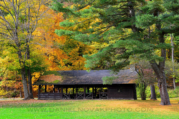 Shelter in Fall - Autumn by MIddle Falls, Letchworth State Park, New York (NY).