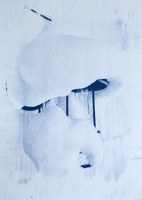Snow Capped Lamp, Soft Texture Cyanotype, Batch 28. Alternative process. Winter in Orchard Park, New York.