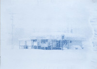 Custard Lite in Snowstorm, Smooth Cyanotype, Batch 28. Alternative process. Winter in Orchard Park, New York.