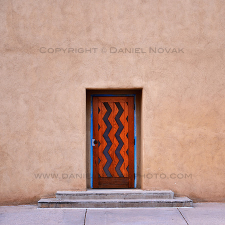 The Entrance -  Wooden door in a massive masonry wall - Architecture - Santa Fe, New Mexico