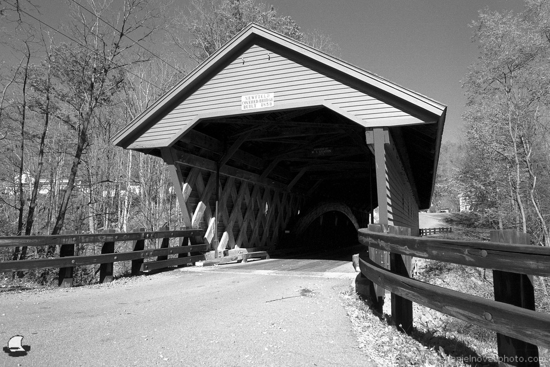 Newfield Covered Bridge, a roadtrip surprise on black and white film.