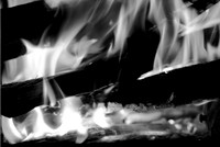 Keeping Warm by a fireplace in Western New York Winter. Photographed with a vintage 35mm Nikon FE2 camera on Fuji Acros 100 black and white negative film, developed in D-23 developer.