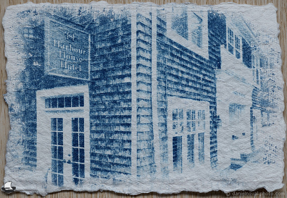 Harbor House Hotel, Deckle Edge Egyptian Cotton Cyanotype, Batch 29. Niagara-on-the-Lake, Ontario, Canada.