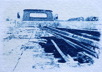 Truck with a Hole, Rough Texture Cyanotype, Batch 29. Knox Farm State Park, East Aurora, New York.
