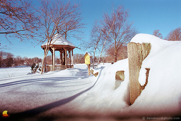 Snowed In Fence at Green Lake in Winter, Orchard Park, New York