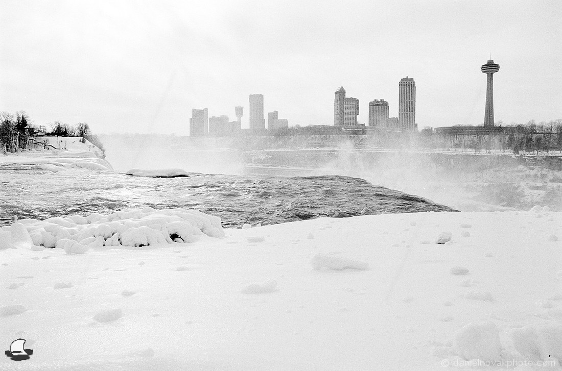 Going over the American Falls, Winter at Niagara Falls