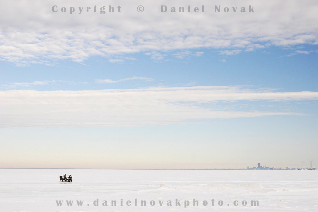 Is frozen Lake Erie and ice fishing history? Buffalo, New York (NY).