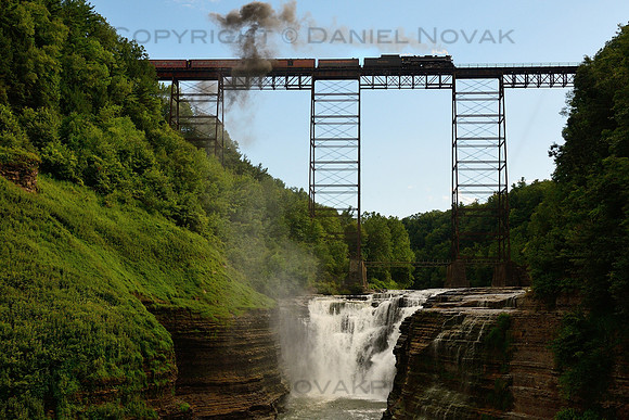 No. 765 Nickel Plate Road Steam Locomotive on Letchworth State Park's Trestle Bridge over Upper Falls