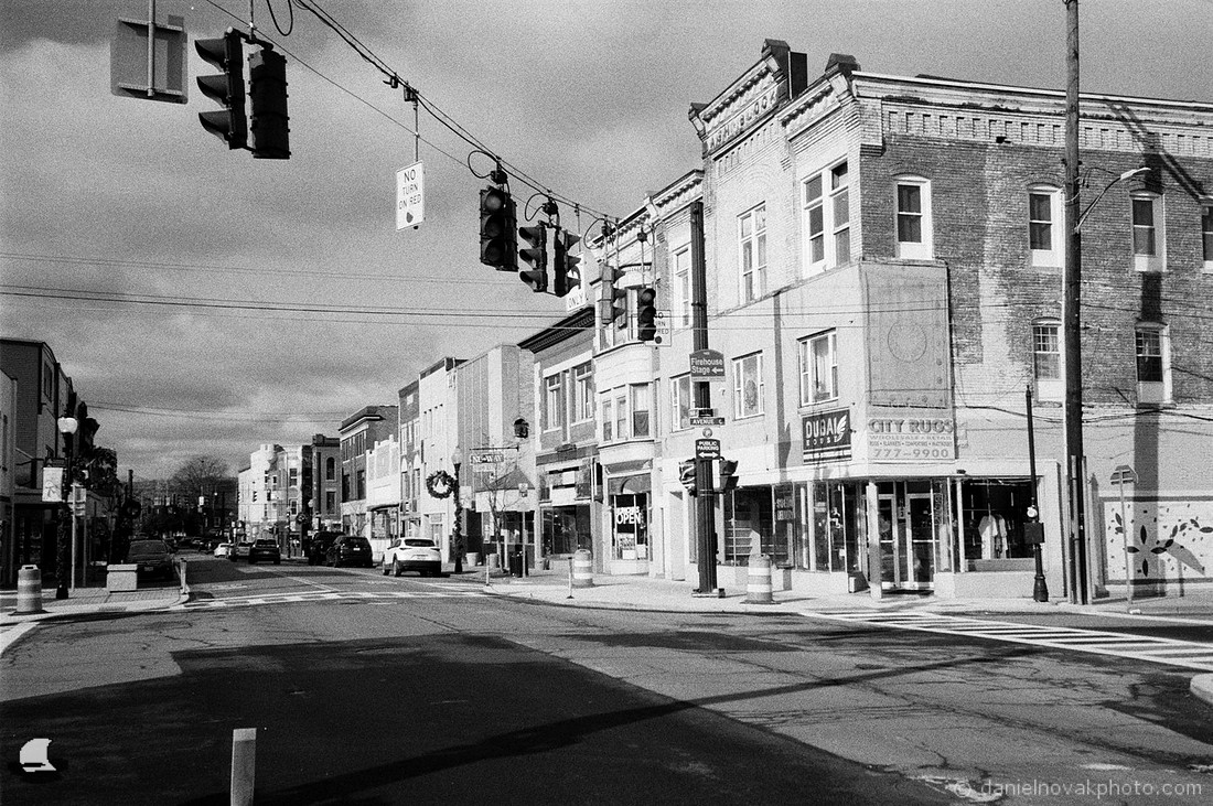 Dubai House, Johnson City, NY on Film. Olympus Stylus Zoom 140, Ultrafine Xtreme UFX400 Black & White Negative Film.