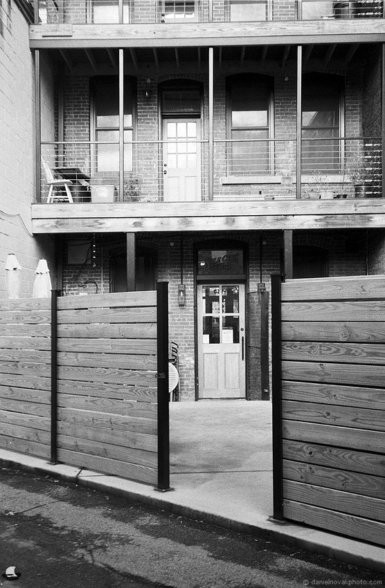 Back of Sole City Coffee, Johnson City, NY on Film.