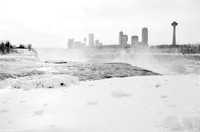 Going over the American Falls, Niagara Falls in Winter. Vintage 35mm Asahi Pentax Spotmatic F, Ultrafine Xtreme UFX400 black and white negative film, Rollei Supergrain developer.