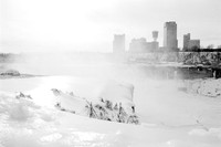 Ice-Wrapped Horseshoe Falls, Niagara Falls in Winter. Vintage 35mm Asahi Pentax Spotmatic F, Ultrafine Xtreme UFX400 black and white negative film, Rollei Supergrain developer.