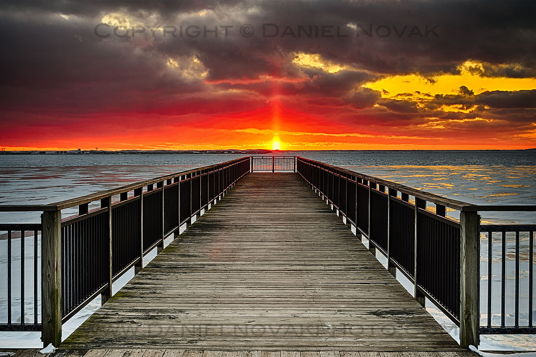 Gallagher Pier Pointed at Sunset, Outer Harbor - Waterfront, Buffalo, New York (NY).