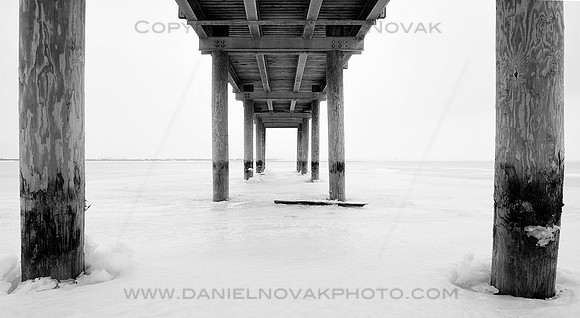 Gallagher Pier in Ice and Snow. Winter on Buffalo's Outer Harbor, Waterfront, Buffalo, New York (NY).