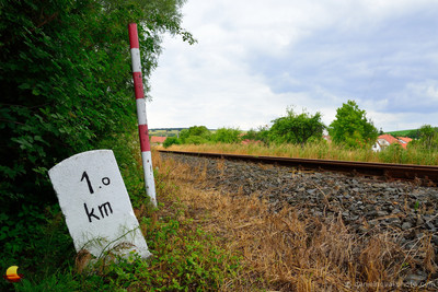 1.0 km Railroad Marker, Nemotice, Southern Moravia, Czech Republic, Europe
