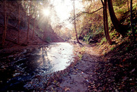 Sunset over Cascadilla Creek, Ithaca, NY. Photographed with a vintage 35mm Minolta Maxxum 5 camera on Kodak Colorplus 200 color negative film. Developed in C-41.