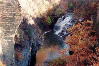 Forest Falls, Fall Creek, Ithaca, NY. Photographed with a vintage 35mm Minolta Maxxum 5 camera on Kodak Colorplus 200 color negative film. Developed in C-41.
