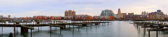 Erie Basin Marina at Daybreak - Sunrise over downtown Buffalo, New York (NY).