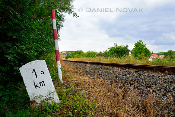 1.0 km Railroad Marker, Southern Moravia, Czech Republic, Europe