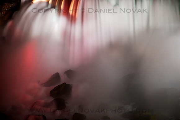 Intimate American Falls, Illuminated Close Up of a Niagara Falls Section, New York (NY), United States.