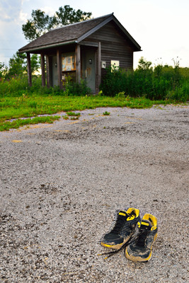Lost shoes by the old Amana train station, Amana Colonies, Iowa (IA).