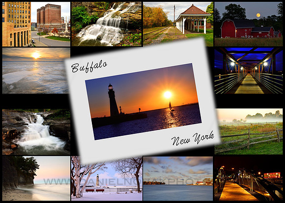 Buffalo, NY - 2015 Post Card - Collage summary of Urban Cityscapes and Natural Landscapes