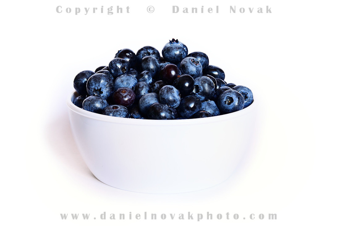 A healthy summer bowl full of blueberries from Awald Farms, North Collins, New York (NY).