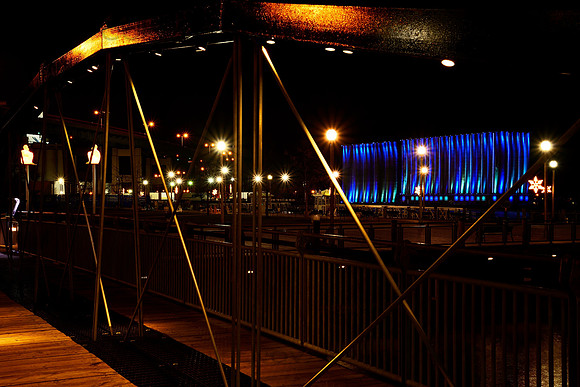 Light Show at Canalside, waterfront, downtown Buffalo, NY