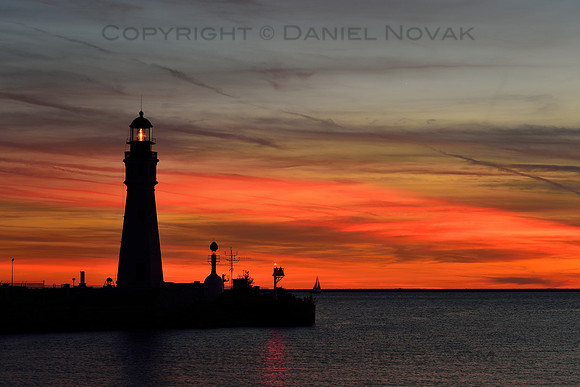 Painted Lighthouse at Sunset, Buffalo, NY
