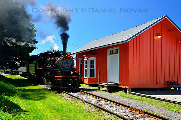 No. 18 Steam Engine Locomotive Arriving in Curriers Depot from Arcade, NY.