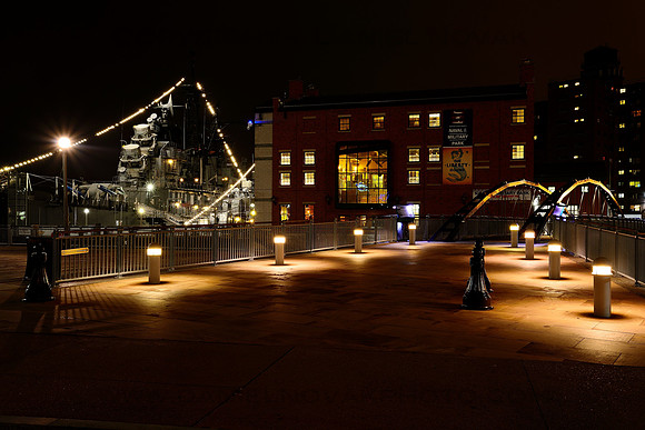 The Naval & Military Park and Liberty Hound at Night, Waterfront, Buffalo, NY