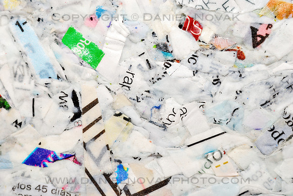 Recycling Abstract, a Shredded Paper Briquette Log.