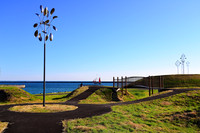 Wind sculpture park and Lake Erie on Buffalo