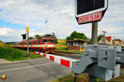 Local Train at Railroad Crossing, Nemotice, Czech Republic