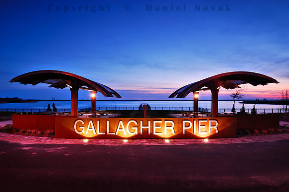 Blue Hour over Gallagher Pier, Buffalo, NY Waterfront. Light balance at dusk.