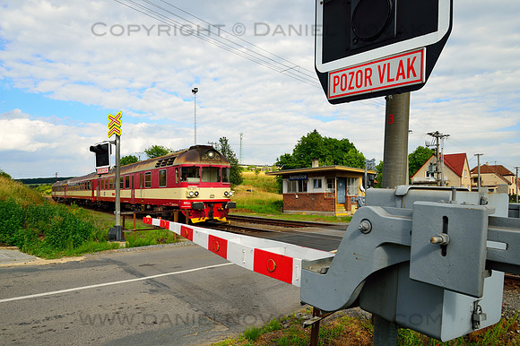 Local Train 4115 at Railroad Crossing, Nemotice, Czech Republic