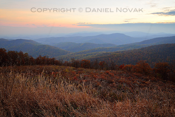 Distant Mountain Peaks at Sunset, Skyline Drive of Shenandoah National Park, Virginia