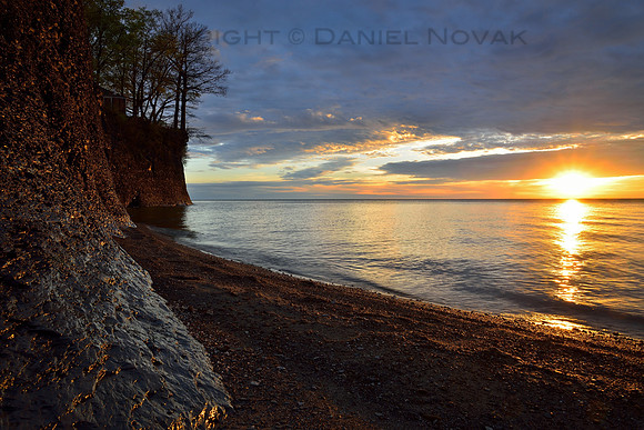Quiet Cloudy Sunset over Lake Erie, Hamburg Beach, Hamburg, NY