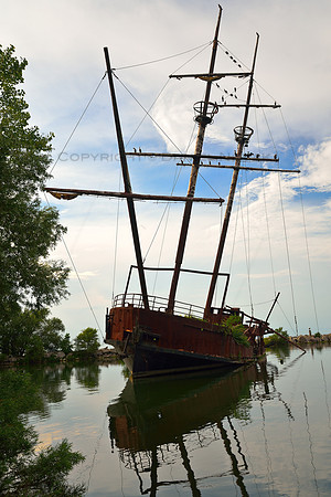 Pirate Ship Shipwreck of La Grande Hermine by QEW in Jordan Harbor, Canada