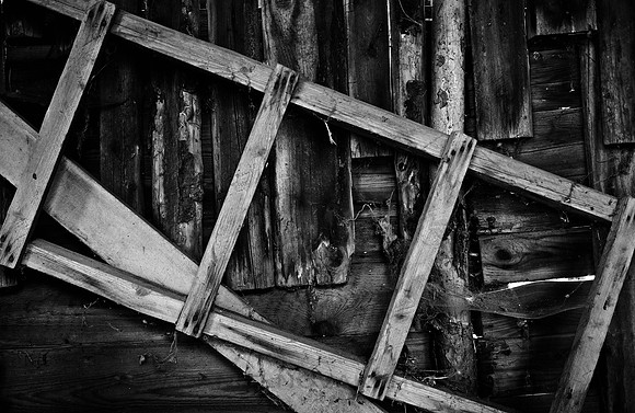 Old Ladder in an Old Shed, Southern Moravia, Czech Republic. Starý žebřík ve staré kůlně, jižní Morava, Česká republika.