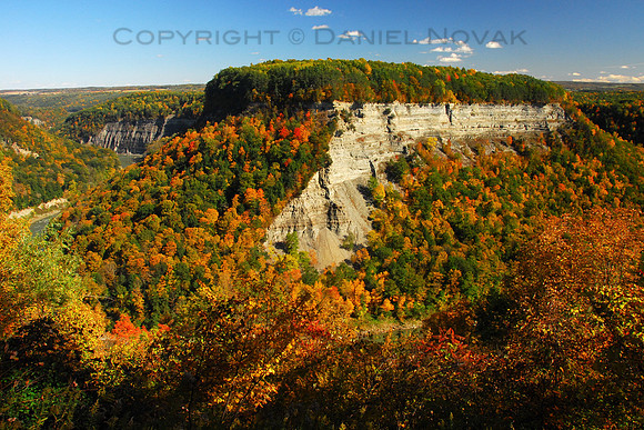 Genesee River Big Bend in Fall - Autumn, Letchworth State Park, New York (NY).
