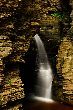 Long exposure of Sentry Bridge Waterfall, Watkins Glen State Park, Finger Lakes, Central New York (NY).