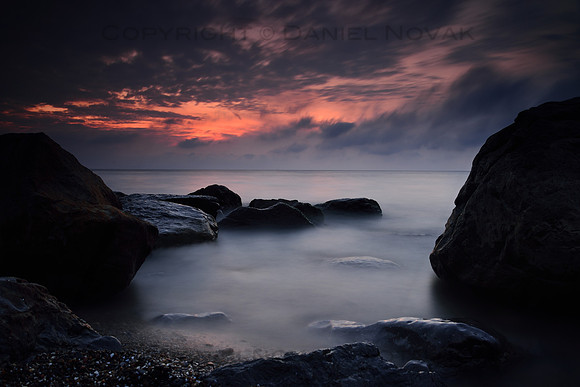 Water & Rocks at Sunset, Lake Erie, Sturgeon Point near Buffalo, New York (NY).