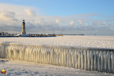 Sunny but not Warm, Buffalo Main Light Lighthouse in Winter, Erie Basin Marina, Buffalo, NY