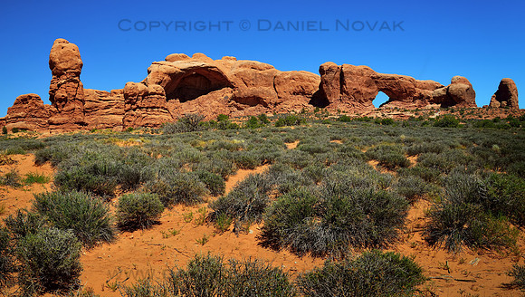 The power of erosion by the Windows of Arches National Park, Utah (UT).