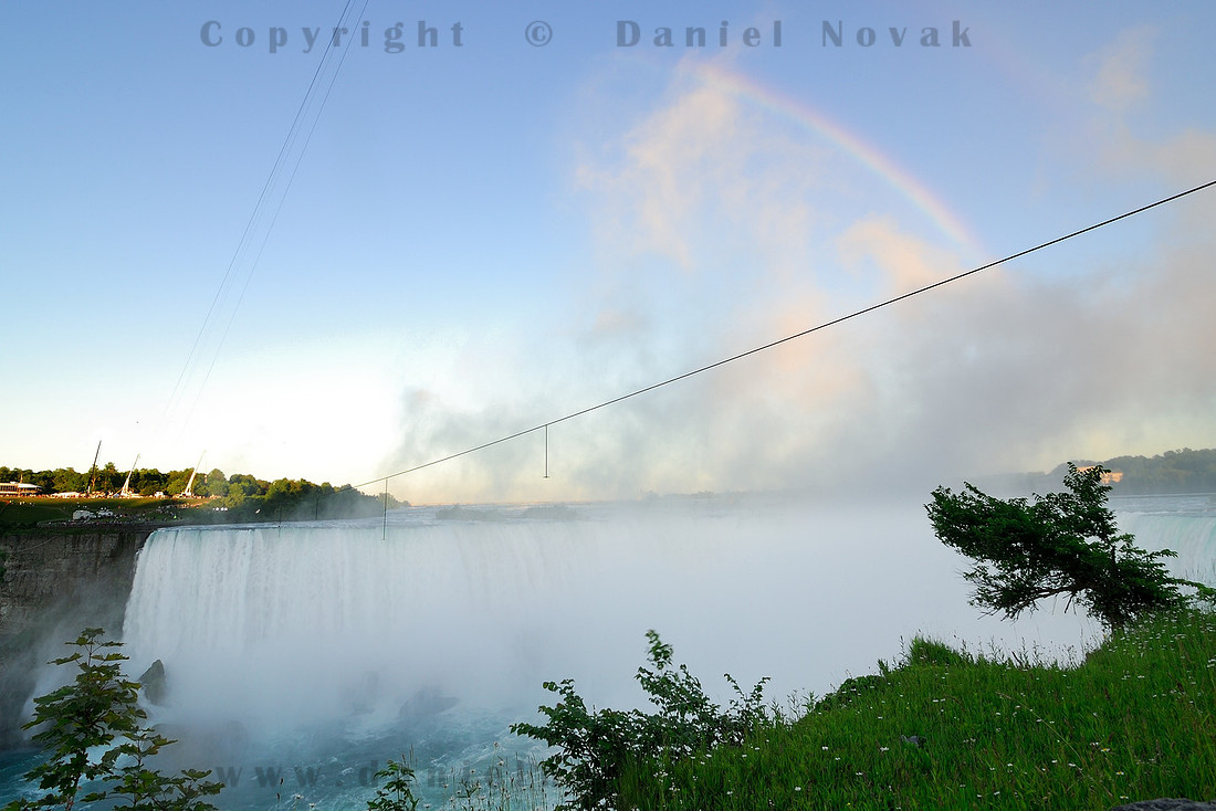 Tight rope and amera ropes are ready over the Horseshoe Falls for Nik Wallenda